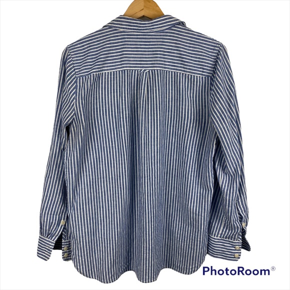 J Crew Blue & White Stripped Oxford - Picture 3 of 4